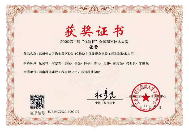 郑州恒大刁沟安置区DG-4C地块主体及配套建设乐鱼(中国)官网-leyu.com
BIM技术应用（银奖）